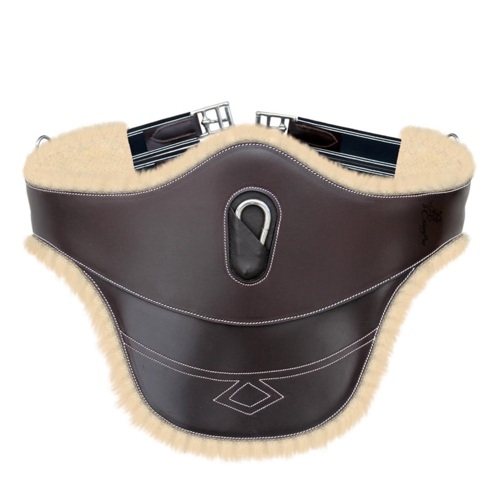 Brown Leather Pet Harness with Cream Sheepskin Trim